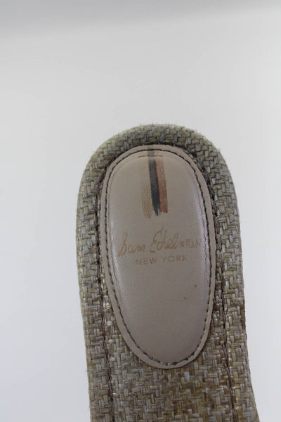 Sam Edelman Womens Woven Straw Buckle Flat Slides Sandals Natural Size 7.5