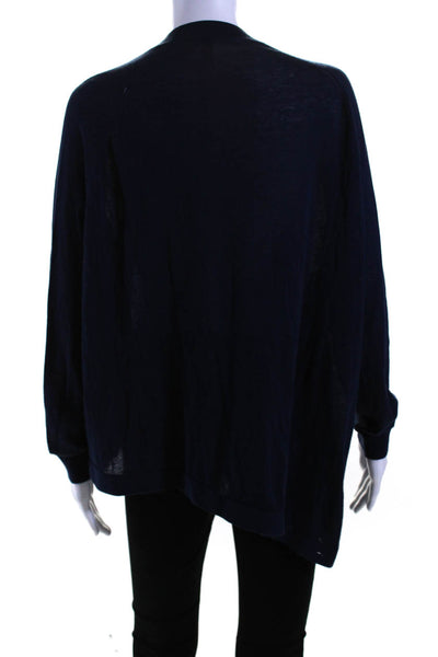 Joseph Womens Asymmetrical Hem Crew Neck Thin Knit Sweater Navy Size Small