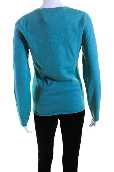 Christopher Fischer Womens Crew Neck Pullover Sweater Turquoise Cashmere Medium