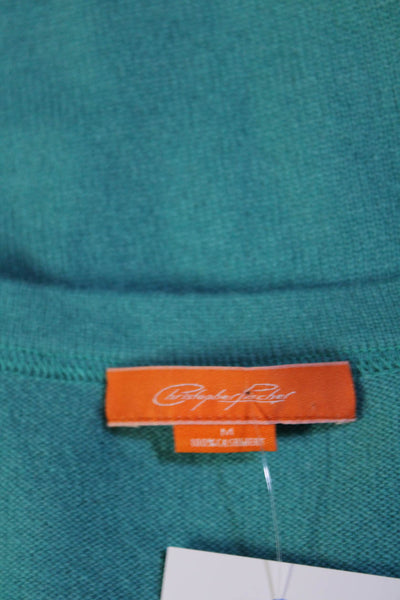 Christopher Fischer Womens Crew Neck Pullover Sweater Turquoise Cashmere Medium