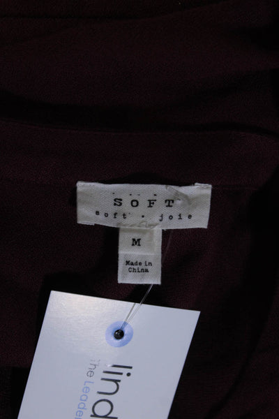 Soft Joie Women's Long Sleeves Cinch Drop Waist Mini Dress Burgundy Size M