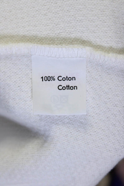 Pluto Womens Long Sleeve Belted V Neck Knit Long Robe White Cotton Size EU 40