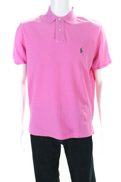 Polo Ralph Lauren Mens Cotton Short Sleeve Collared Polo Shirt Pink Size L