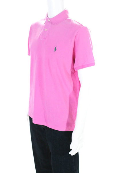 Polo Ralph Lauren Mens Cotton Short Sleeve Collared Polo Shirt Pink Size L