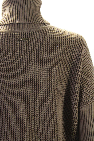 Michael Michael Kors Womens Textured Knit Turtleneck Sweater Brown Size M