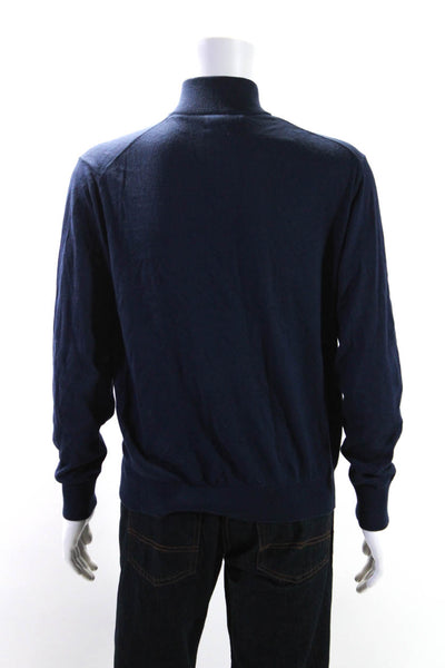 Orvis Mens Navy Blue Cotton Half Zip Collar Pullover Sweater Top Size M