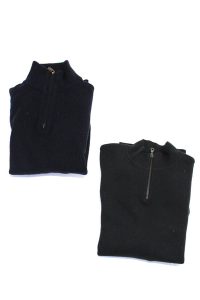 Barneys New York J Crew Mens Black Half Zip Pullover Sweater Top Size M Lot 2