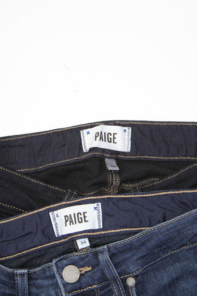 Paige Women's Midrise Button Closure Pockets Skinny Pant Black Size 24 Lot 2