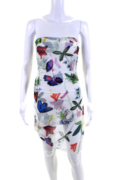 Shan Womens White Floral Pull On Layered Slit Sleeveless Mini Dress Size S