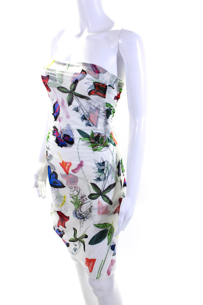 Shan Womens White Floral Pull On Layered Slit Sleeveless Mini Dress Size S