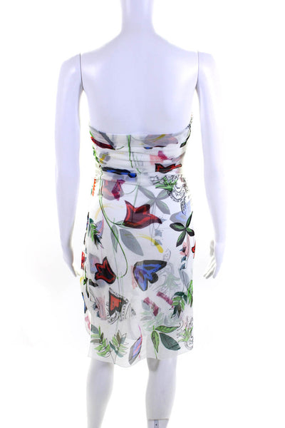 Shan Womens White Floral Pull On Layered Slit Sleeveless Mini Dress Size S