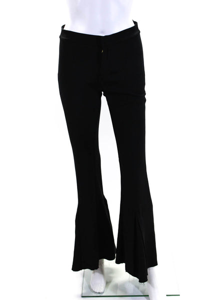 Maggie Marilyn Womens Black Silk Pleated High Rise Flare Leg Dress Pants Size 6