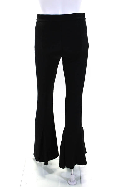 Maggie Marilyn Womens Black Silk Pleated High Rise Flare Leg Dress Pants Size 6