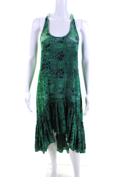 Gryphon New York Womens Green Printed Scoop Neck Sleeveless Hi-Low Dress Size XS