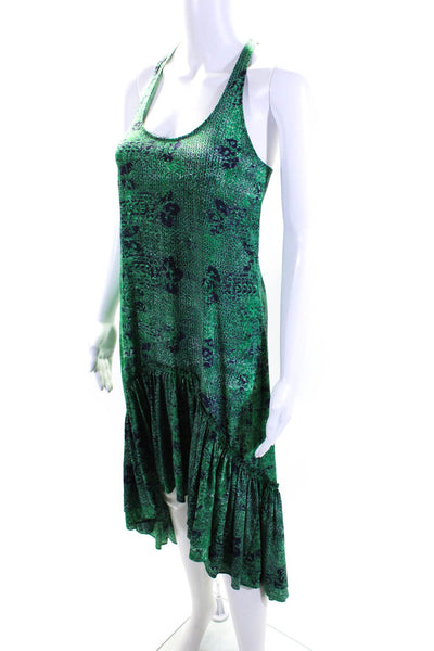 Gryphon New York Womens Green Printed Scoop Neck Sleeveless Hi-Low Dress Size XS