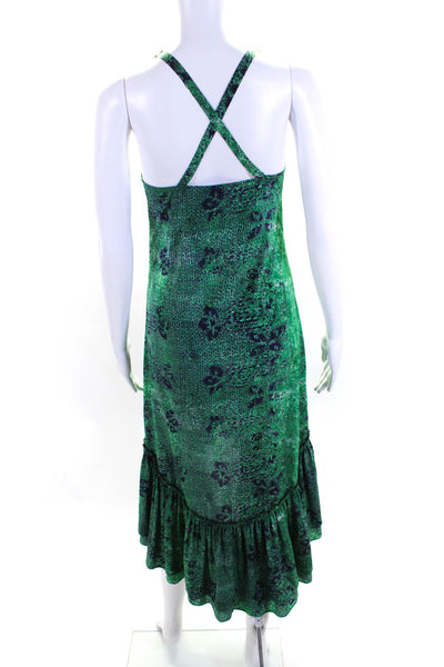 Gryphon New York Womens Green Printed Scoop Neck Sleeveless Hi-Low Dress Size XS