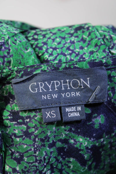 Gryphon New York Womens Green Printed Scoop Neck Sleeveless Hi-Low Dress Size XS