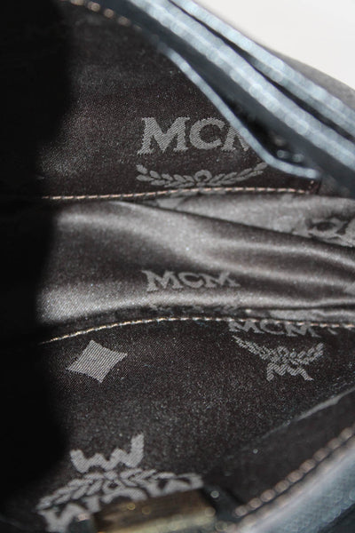 MCM Womens Leather Studded Medallion Snapped Buttoned Crossbody Handbag Black