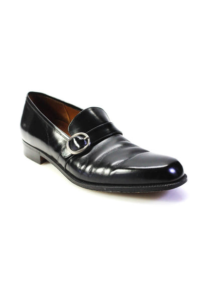 Salvatore Ferragamo Mens Patent Leather Slide On Dress Loafers Black Size 9 B