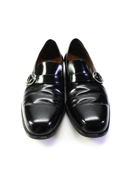 Salvatore Ferragamo Mens Patent Leather Slide On Dress Loafers Black Size 9 B