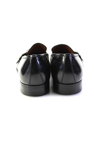 Salvatore Ferragamo Mens Patent Leather Slide On Dress Loafers Black Size 9 B