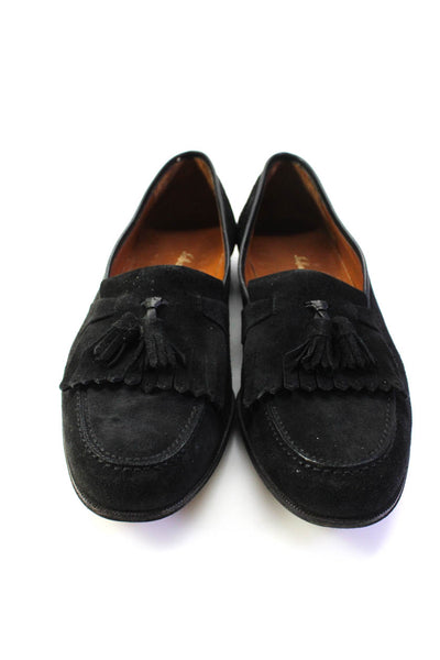 Salvatore Ferragamo Mens Suede Fringe Tassel Loafers Black Size 9 B