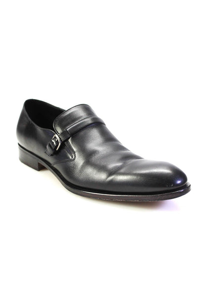 Salvatore Ferragamo Mens Leather Buckle Closure Dress Shoes Black Size 9