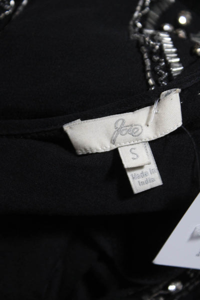 Joie Womens Black Silk Beaded Scoop Neck Sleeveless Layered Tank Top Size S