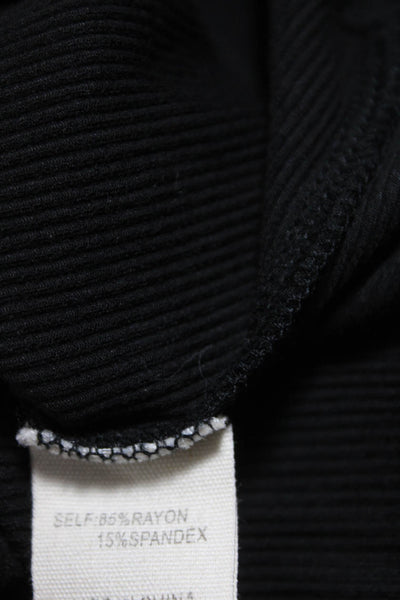 Pookie & Sebastian Womens Black Ribbed Tie Front Long Sleeve Crop Top Size L