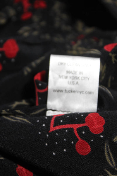 Tucker Womens Black Cherry Print Silk Halter Neck Sleeveless Blouse Top Size S