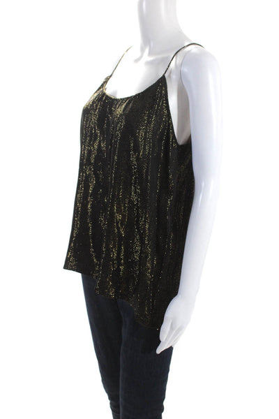 Tucker Womens Gold Black Silk Printed Scoop Neck Sleeveless Camisole Top Size S