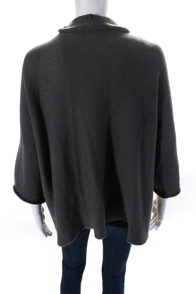 Farella Capri Womens 3/4 Sleeve Cashmere Cardigan Sweater Gray Size Small