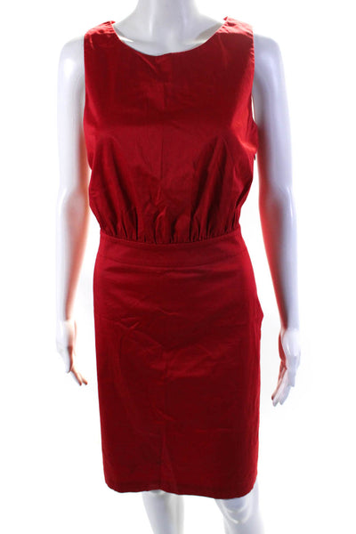 Love Moschino Womens Side Zip Sleeveless Crew Neck Sheath Dress Red Size 6