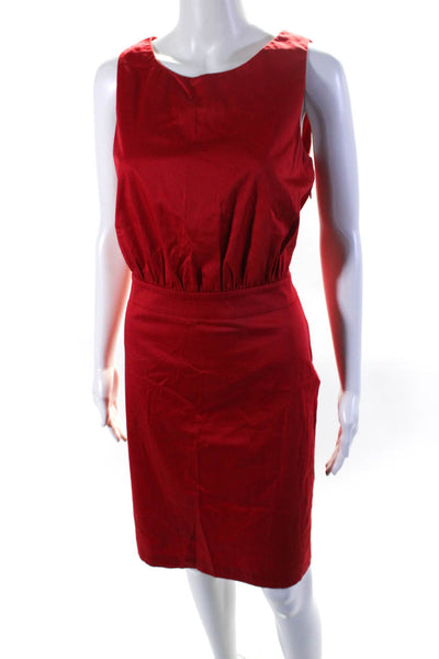 Love Moschino Womens Side Zip Sleeveless Crew Neck Sheath Dress Red Size 6