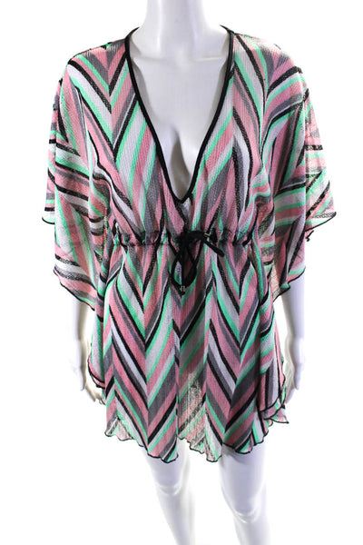 Beca By Rebecca Virtue Womens Open Knit Chevron Cover Up Multicolored One Size