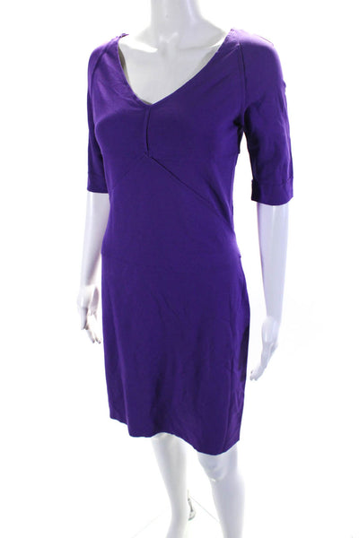 Piazza Sempione Womens Half Sleeve V Neck Knit Sheath Dress Purple Size IT 40