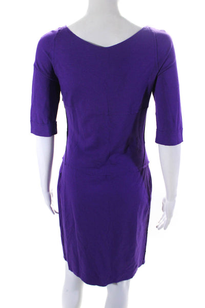 Piazza Sempione Womens Half Sleeve V Neck Knit Sheath Dress Purple Size IT 40