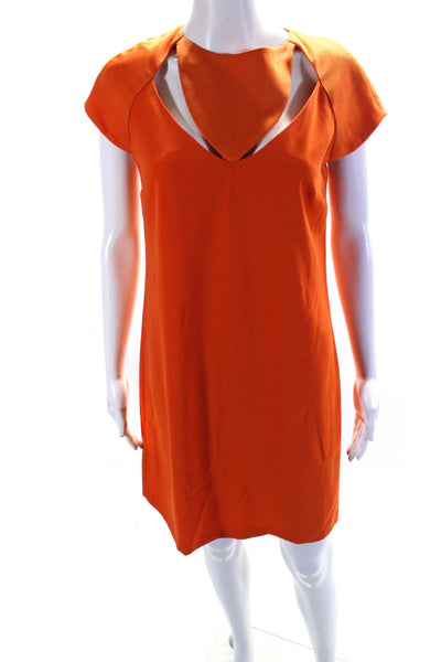 Versace Collection Womens Back Zip Cut Out Crew Neck Sheath Dress Orange IT 40