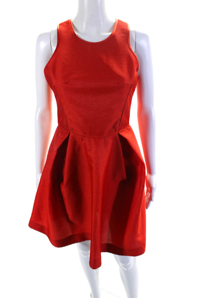 Maje Womens Back Zip Sleeveless Crew Neck A Line Dress Red Size 4