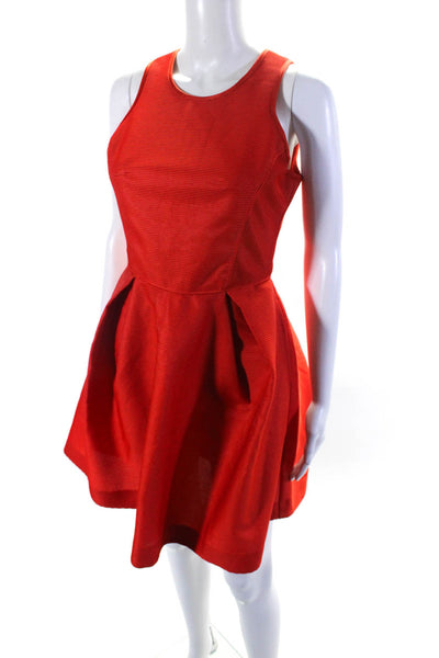 Maje Womens Back Zip Sleeveless Crew Neck A Line Dress Red Size 4