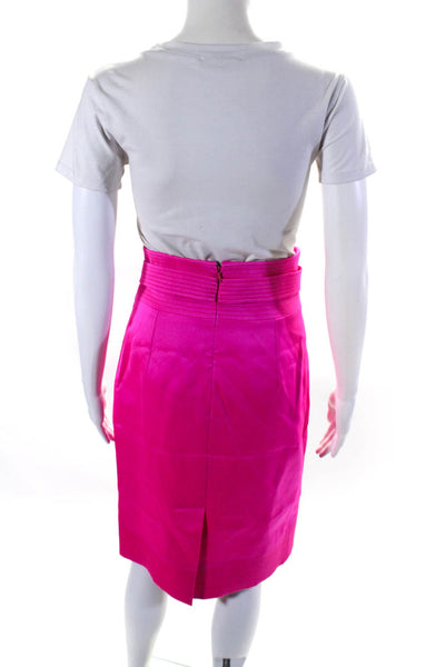 Oscar de la Renta Womens Zip Up Belted Knee Length Pencil Skirt Hot Pink Size 6