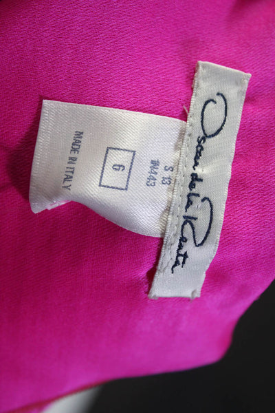 Oscar de la Renta Womens Zip Up Belted Knee Length Pencil Skirt Hot Pink Size 6