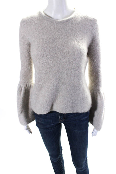 CO Womens Long Flare Sleeve Crew Neck Cashmere Knit Sweater Gray Size Small