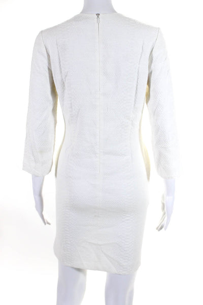 Vince Womens Textured Long Sleeves Knee Length Shift Dress White Size 4