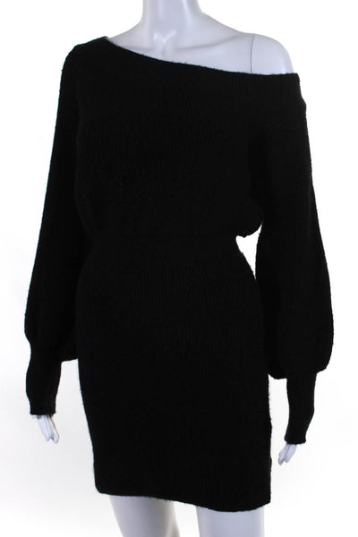 Line And Dot Womens Long Sleeves A Line Sweater Dress Black Size Small