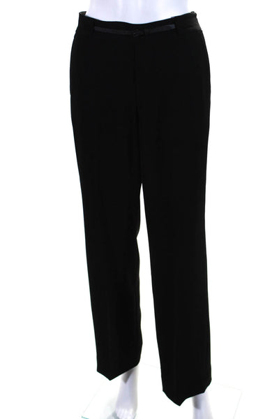 Vince Womens Belted Creased Straight Leg Dress Pants Black Wool Size 4
