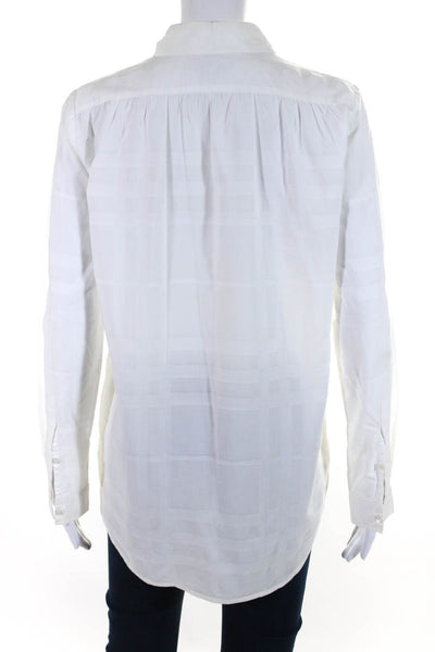 Burberry Brit Womens Half Button Down Shirt White Cotton Size Extra Small
