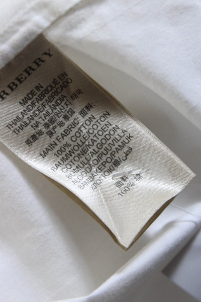 Burberry Brit Womens Half Button Down Shirt White Cotton Size Extra Small