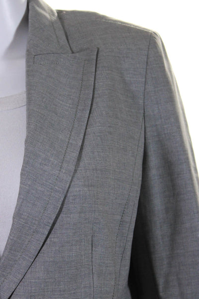 Akris Womens Single Button Pointed Lapel Blazer Jacket Gray Wool Size 8