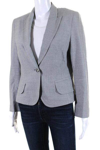 Akris Womens Single Button Pointed Lapel Blazer Jacket Gray Wool Size 8